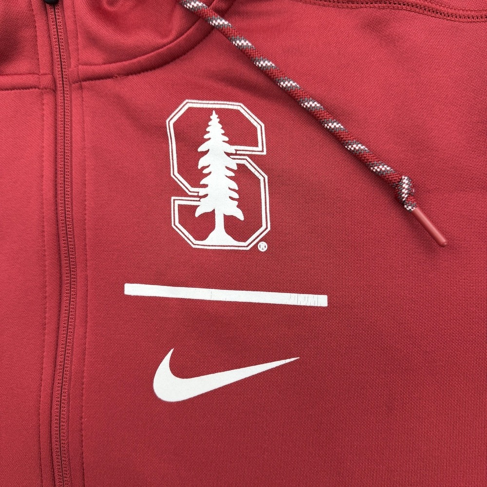 Nike Hoodie Mens M Red Full Zip Hooded Lined Pockets Therma-Fit Stanford College - Picture 5 of 12